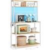 VASAGLE Scaffale da Cucina con LED, Scaffale per Microonde con Multipresa, Ripiani Regolabili, 8 Ganci, 40 x 80 x 168,4 cm, Rovere Dorato e Bianco Opaco KKS050YA01