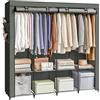 SONGMICS Guardaroba, Armadio Portatile, 4 Barre Appendiabiti, Ripiani, 4 Tasche Laterali, 45 x 170 x 167 cm, Grande Capienza per Camera da Letto, Soggiorno, Verde Alloro RYG094C02