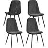 VASAGLE Sedie da Pranzo, Set di 4, Struttura in Metallo, Piedini Regolabili, Facile da pulire, Sedie Imbottite da Cucina, Tessuto Ciniglia, PU con Motivi di Ghiacciai, Grigio Ardesia KDC188G01