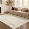 SONGMICS Tappeto, Tappeto da Salotto con Motivo Geometrico 3D, Lavabile in Lavatrice, Fondo Antiscivolo in TPR, 230 x 160 cm, per Camera da Letto e Corridoio, Crema, Collezione HILA TAR134WZ02