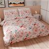 PETTI Artigiani Italiani - Set Copripiumino Matrimoniale 240x220 cm (2 Federe 63x63 cm Incluse), Parure Copripiumino Microfibra con Stampa Digitale Floreale 19 03 - Made in Italy