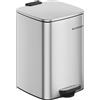 SONGMICS Pattumiera da Cucina, Cestino a Pedale in Acciaio 20 L | Con Secchio Interno, Chiusura Morbida e Resta Aperto, Argento Metallizzato LTB592E01