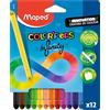 Maped - Matite colorate Color'Peps Infinity - 100% miniera, 100% utilizzabile - Zero rifiuti - Senza taglio - Dura molto a lungo - Forma triangolare ergonomica - 12 matite
