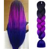 Aomig Allungato Intrecciare, Parrucca Estension dei Capelli Resistenti ai Calore, Parrucca Rasta per Crochet Twist Intrecciare i Capelli Africane Extension, Nero-Viola-Blu Royal