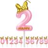 AOMIG Candeline Compleanno Numeri, Candele di Compleanno Candela Numeri con Fiocco Carino, Candela Numero Candeline Compleanno Particolari, Candele Decorazione di Topper Torta(2)