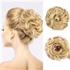 AOMIG Chignon Elastico con Ricci Ondulato, Capello Finto Donna Da Sposa Disordinato Coda di Cavallo Accessori Per Capelli (Oro)