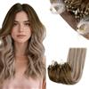 RUNATURE Extension Microring Capelli Veri 50 Ciocche 30cm 40g Balayage Castano Ombre Rubio #3/8/22