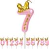 AOMIG Candeline Compleanno Numeri, Candele di Compleanno Candela Numeri con Fiocco Carino, Candela Numero Candeline Compleanno Particolari, Candele Decorazione di Topper Torta(7)