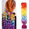 Aomig Allungato Intrecciare, Parrucca Estension dei Capelli Resistenti ai Calore, Parrucca Rasta per Crochet Twist Intrecciare i Capelli Africane Extension, Viola-Blu-Giallo-Arancio