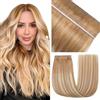 EINbeauty Double Weft Extension Capelli Veri 1pc 50g 50cm Extension Capelli Veri Lisci Castano chiaro e biondo oro Remy Umani Human Hair Extension (20Inch,10/10/22#)