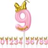 AOMIG Candeline Compleanno Numeri, Candele di Compleanno Candela Numeri con Fiocco Carino, Candela Numero Candeline Compleanno Particolari, Candele Decorazione di Topper Torta(9)