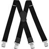 ACWOO Bretelle da Uomo Larghe, a Forma di X con Clip Robuste, Elastici e Registrabili Bretelle Moderne Vintage, Taglia Unica (Nero)