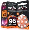Udivita 96 Batterie per Apparecchi Acustici Udivita Misura 13 (Arancioni) PR48 con Phono Pulse Technology - 12 Blister da 8 Pile