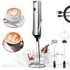 YARRAMATE Montalatte ricaricabile con supporto, frusta montalatte per caffè, miscelatore portatile per bevande con frusta in acciaio inossidabile, frusta elettrica schiumogena per latte, cappuccino