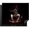 KitchenYeah© Coperchio Piano Cottura 65x52 cm Cucina Copri Fornelli Tappetino Induzione Antiscivolo Piastra Protezione Tazza - Caffè - Nero