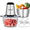 YISSVIC Tritatutto da Cucina Elettrico 2L,500W,Doppia Ciotola Vetro e Acciaio Inox,2 Velocità, 2×4 Lame, Anello Antiscivolo, Lavabile in Lavastoviglie (Ciotola in Vetro e Acciaio inossidabile)