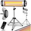 MONZANA® Stufa Elettrica a Infrarossi MZH2500 2500W Treppiede 110-175cm Telecomando Timer 24h Riscaldamento Esterno