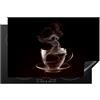 KitchenYeah© Coperchio Piano Cottura 80x52 cm Cucina Copri Fornelli Tappetino Induzione Antiscivolo Piastra Protezione Tazza - Caffè - Nero