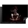 KitchenYeah© Coperchio Piano Cottura 78x52 cm Cucina Copri Fornelli Tappetino Induzione Antiscivolo Piastra Protezione Tazza - Caffè - Nero