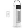 HOMCOM 2 in 1 Ventilatore Nebulizzatore a Tavolo, Ventilatore Scrivania con 3 Velocità, Oscillazione a 90°, Telecomando, Maniglia, Luci LED, Timer 10H, Filtro Rimovibile, Casa Ufficio, Bianco