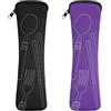 Vicloon 2 Pezzi Borsa per Posate da Viaggio, Portatile con Chiusura Lampo, in Neoprene, per Viaggi, Campeggio, Scuola, Picnic, 20 x 6 cm (Viola/Nero)