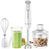 Fresko Frullatore a Immersione 4-in-1, 1000W Frullatore a Mano in Acciaio Inox 304, Velocità regolabile e Turbo, con Tritatutto 500ml e Misurino 700ml, per Pappe, Zuppe