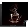 KitchenYeah© Coperchio Piano Cottura 59x52 cm Cucina Copri Fornelli Tappetino Induzione Antiscivolo Piastra Protezione Tazza - Caffè - Nero