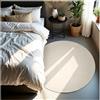 TecTake® Tappeto Salotto, Tappeto Pelo Corto, Tappeti Salotto Design Elegante, Tappetino morbido, Lavabile in Lavatrice, Ideale per Sala da Pranzo, Camera da Letto, Studio, Soggiorno - Crema - Ø 120cm