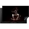 KitchenYeah© Coperchio Piano Cottura 91x52 cm Cucina Copri Fornelli Tappetino Induzione Antiscivolo Piastra Protezione Tazza - Caffè - Nero