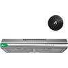 FIREGAS Cappa aspirante 60 cm, ricircolo e scarico, 250 m³/h, 3 livelli di potenza, con filtro a carbone, efficienza energetica A +, silenziosa, illuminazione a LED, acciaio inox