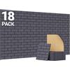 TONOR Set di 18 Pannelli Acustici a Forma di Mattone, 30 x 30 x 0,9 cm Schiuma Acustica Autoadesiva, Pannello Decorativo da Parete per Salotti, Camere da Letto e Uffici, Grigio Scuro