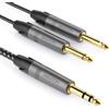 deleyCON 1m 6,3mm Jack Stereo a 2x 6,3mm Jack Mono - Insert Y Audio Splitter Interfaccia Digitale Strumento per Mixer, Registratore Audio, Chitarra, Amplificatore, Microfono