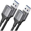 deleyCON 2x 1m USB 3.0 Estensione 5Gbps Prolunga (Spina A a Presa A) Connettore in Alluminio + Cavo in Nylon Cavo Dati per Tastiera, Lettore di Schede, Stampante, Scanner, Fotocamera ecc.
