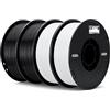 ELEGOO TPU 95A Filamento per Stampanti 3D 1,75 mm Nero Bianco 4KG, TPU Filamento Flessibile Morbido per Stampa 3D, Bobina da 1kg Compatibile con la Maggior Parte delle Stampanti 3D FDM