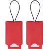 Gloppie 2 Pezzi Portabadagli in Pelle PU per Valigia - Etichetta Bagaglio da Viaggio Personalizzato con Tasca per Biglietto e Copertura Privacy - Rosso