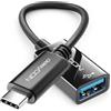 deleyCON Cavo Adattatore da USB-C a USB-A 3.0 OTG - Compatibile con Notebook, Laptop, PC, Smartphone, Cellulari, iPhone 17, 16, 15, S25, S24, S23, MacBook, iPad Mini, iMac - 17 cm