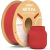 ELEGOO Filamento PLA Matte Rosso Rubino 1 kg, 1,75 mm, Opaco PLA Filamento per Stampante 3D, precisione di misurazione +/- 0,02 mm, adatto per maggior parte delle stampanti 3D FDM