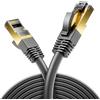 deleyCON 1m Cavo di Rete CAT8 in Rame con Schermatura S/FTP (40 Gbit/s) - Patch Ethernet Gigabit RJ45 PoE Compatibile CAT6/CAT7/CAT8 per PC, PS5, Router, Modem, TV, Switch, Laptop - Nero