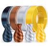ELEGOO Filamento Seta PLA 1,75 mm Multicolore 4×250 g, Silk PLA Filamento per Stampante 3D Precisione dimensionale +/- 0,02 mm, Set da 4 bobine da 250 g, Oro/Grigio Argento/Rame/Nero Galassia
