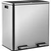 LIFERUN Pattumiera Differenziata 2 Scomparti, 60 l (2 x 30 litri) Cestino per Rifiuti da Cucina, con Chiusura Silenziosa, Pedali, in Acciaio Inox, Secchio Interno Staccabile, Grande Pattumiera