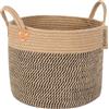 CHICVITA Grande cestino in iuta intrecciata con manici, cesto portabiancheria in iuta naturale, per giocattoli, asciugamani, coperte, decorazione per la casa, 35,6 x 35,6 x 30,5 cm