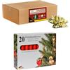 Idena 90497 - Portacandele per Albero di Natale, 20 Pezzi in Oro con 20 Candele in Rosso, portacandele in Metallo Vintage, con Clip per Rami Fino a 1,5 cm di Spessore