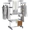 Stendino Verticale 4 Ripiani Regolabili 142x55x172 cm in Acciaio e Plastica Grigio e Argento