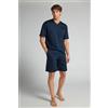 Intimissimi Pigiama Corto In Cotone Mercerizzato Filo Premium Blu