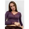 Intimissimi Maglia Scollo A V Ultralight Con Cashmere E Pizzo Viola