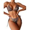 BSLVWG Bikini da donna Triangolo Halter Lace-up costume da bagno sexy leopardato costumi da bagno cravatta fondo laterale due pezzi costumi da bagno costume da bagno, Marrone, S