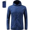 BSBUY Giacca Impermeabile Uomo Antipioggia, Leggera Impermeabile con Cappuccio e Tasche, Vento Pieghevole Trekking Giacca, Softshell Jacket con Custodia per Ciclismo Viaggio e Sport Outdoor(Nero-M)