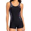 Vicloon Costume Piscina Donna, in Stile Corto, con Conchiglie Rimovibili, Controllo della Pancia, Asciugatura Rapida, Costume da Bagno da Spiaggia per Allenamento, Surf, Immersioni(Taglia B, XXL)