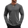 COOFANDY Camicia Henley Uomo con Maniche Lunghe - T-Shirt Uomo con Maniche Lunghe per Occasioni Casual Camicia Basic Monocolore con Bottoncini Blu XL