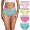 Aomig Mutande Slip Donna in Cotone, 4 Pezzi Mutande Donna Vita Alta Cotone Morbido, Slip Donna a Vita Media in Cotone Elasticizzato, Policromatico(XL)